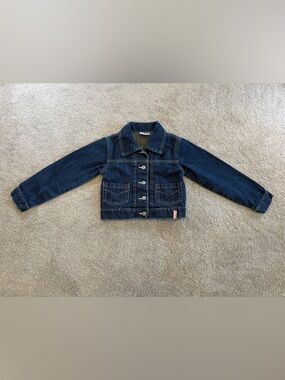 Topolino Kids Denim Jacket Size 116 Blue Jean Jacket Red Stitching EUC